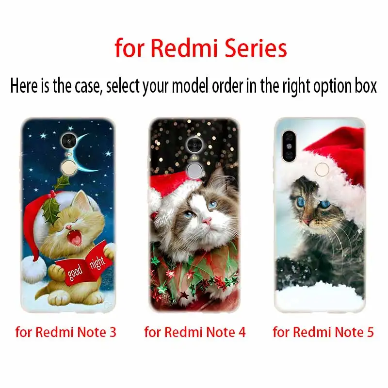 Силиконовый прозрачный чехол с рождественским котом для Xiaomi Redmi Note 10 9 8 7 6 5 Pro Max 9T 8T