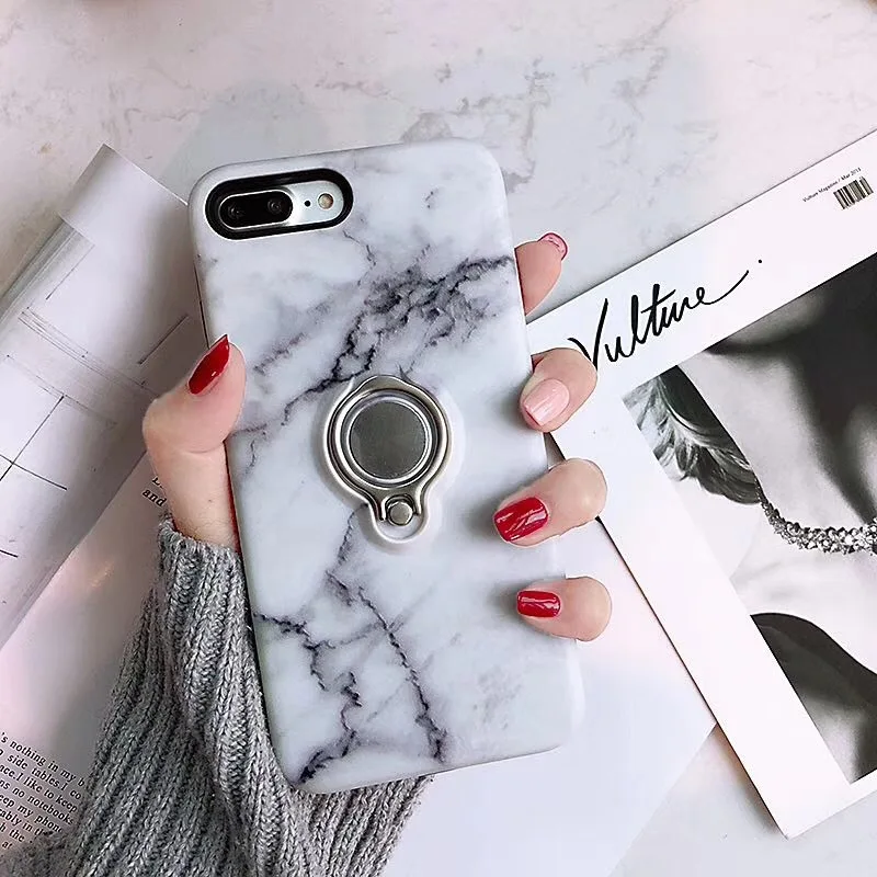 Чехол для Apple iPhone X XS мраморный автомобильный держатель подставка магнитный