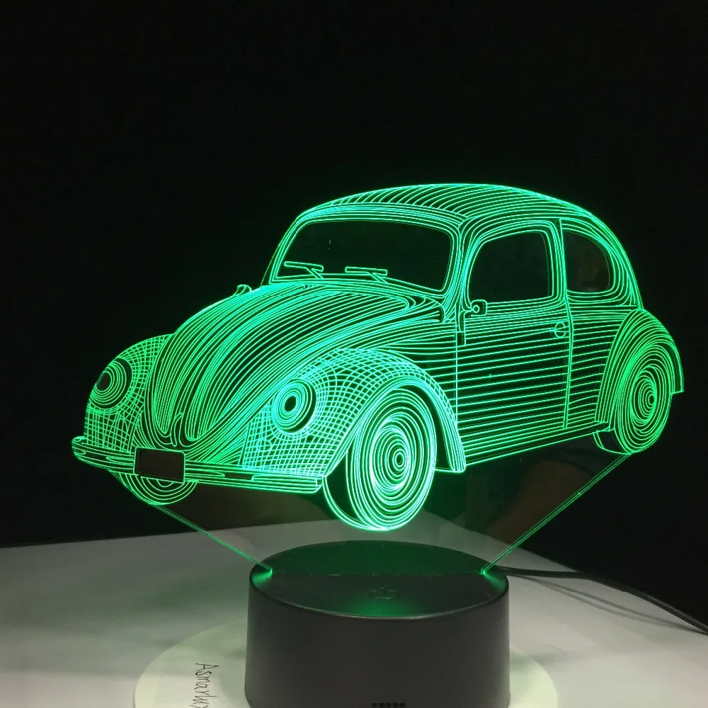 7 цветов визуальный автомобиль 1970 моделирующая лампа 3D светодиодный ночник
