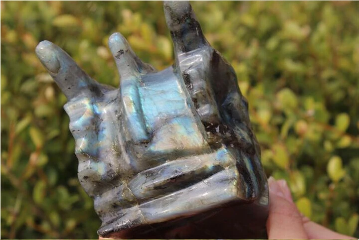 1.12 kg Natural Labradorite Carved Crystal Dragon Skull Head Carving | Дом и сад