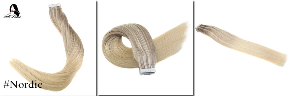 Full Shine Tape in Hair Extensions 50 Gram Glue On Hair Balayage Color Machine Remy Human Hair Extensions Invisible Hair Tapes