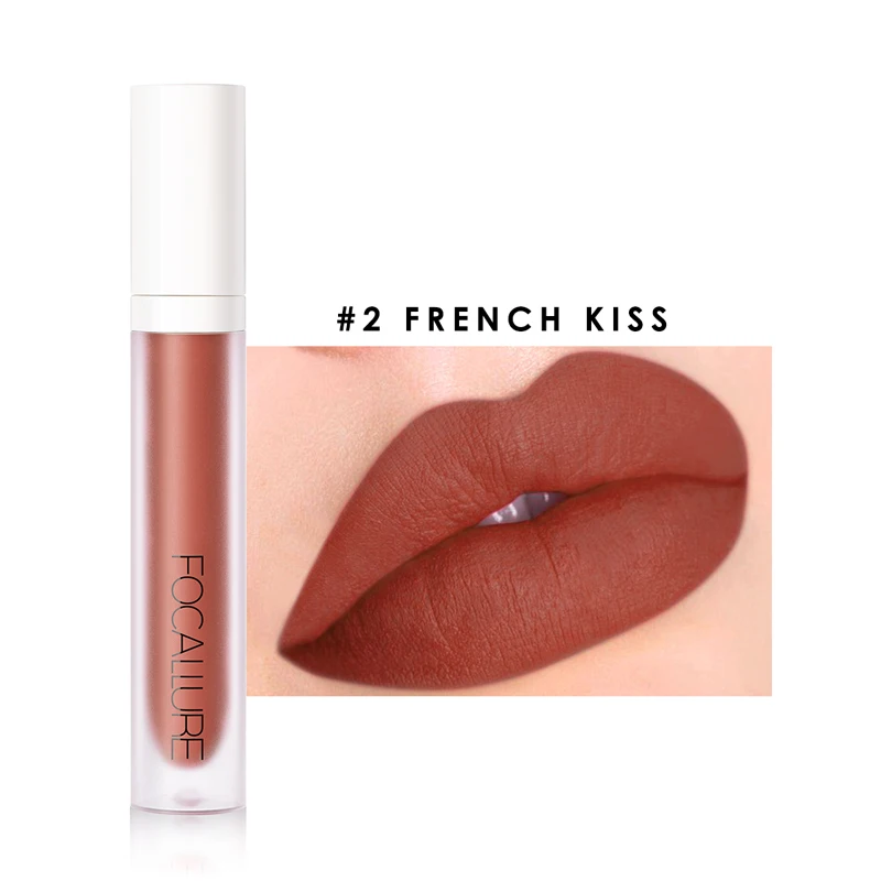 02 French kiss FOCALLURE 9 цветов Матовая жидкая помада Водонепроницаемая длинная красная бархатная матовая помада для губ - Цвет: 02 French kiss