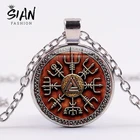 Винтажное ожерелье-Компас SIAN Viking, ожерелье с подвеской из стекла с эмблемой Троицы