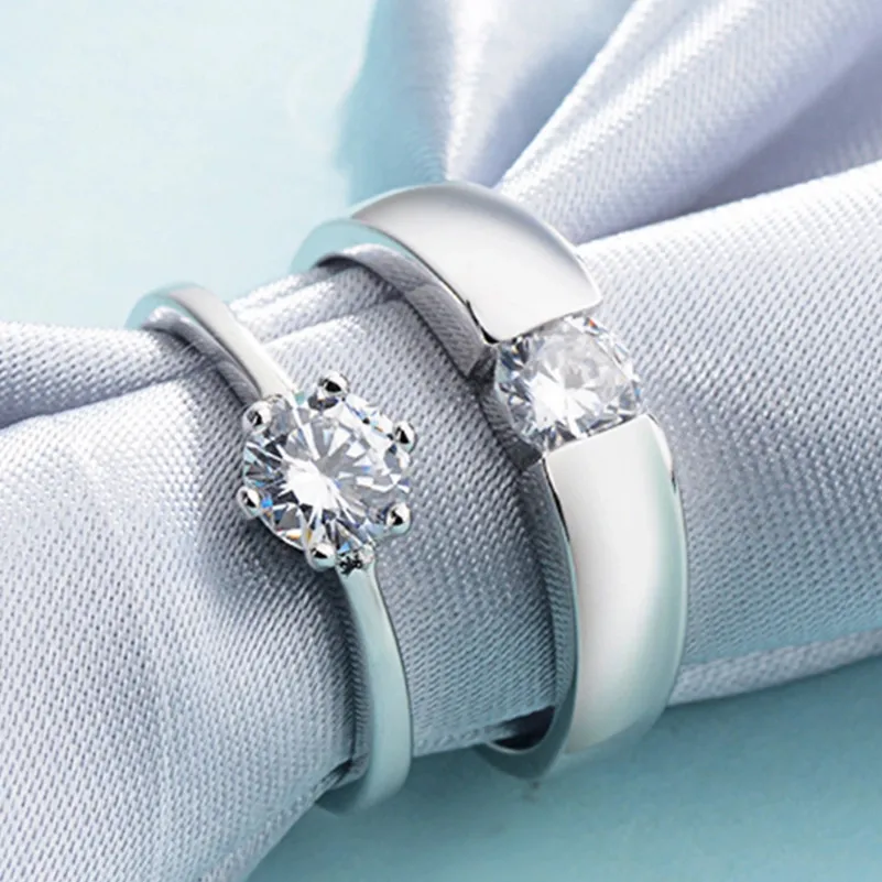 2 шт обручальные ювелирные изделия кольцо со стразами для мужчин и женщин