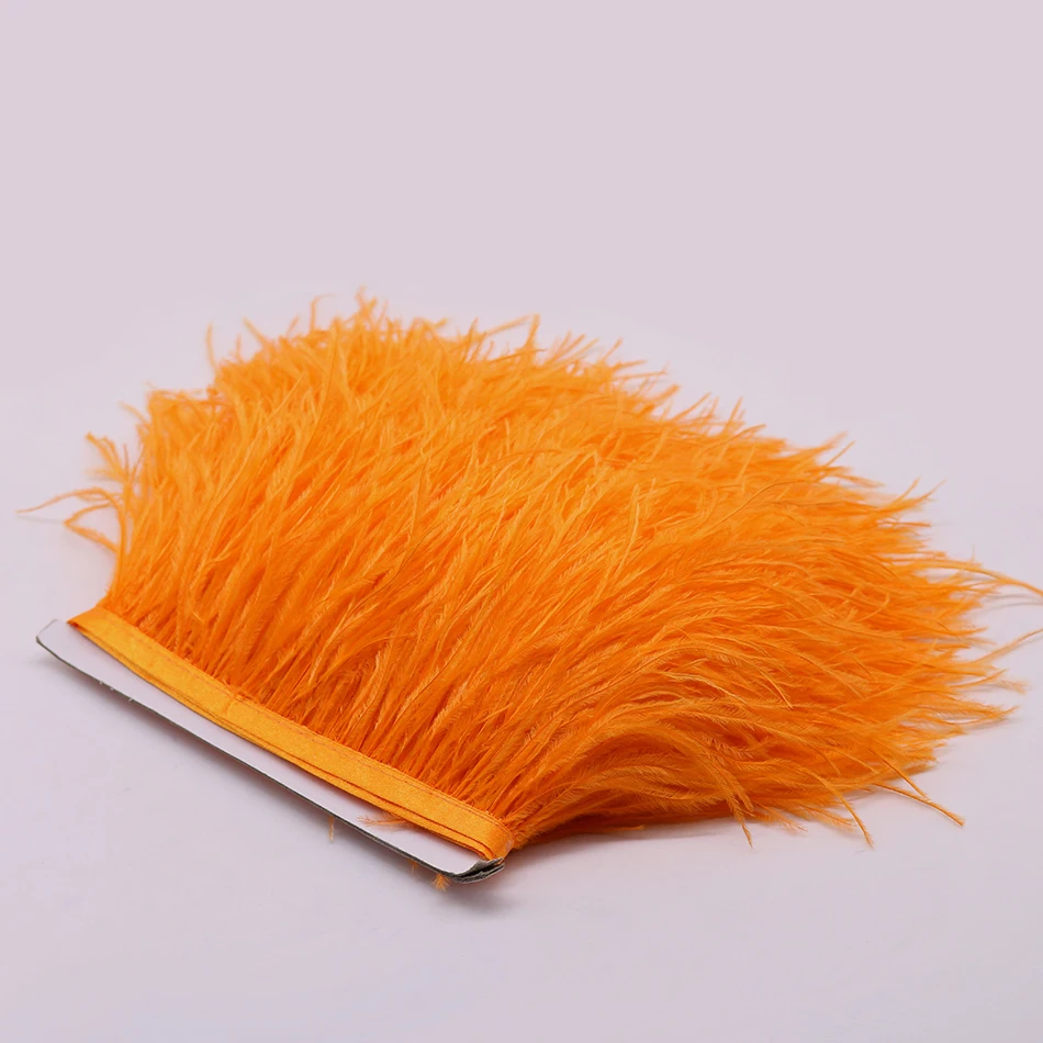 1 ярд оранжевые страусиные перья бахрома отделка плюмажная лента модные