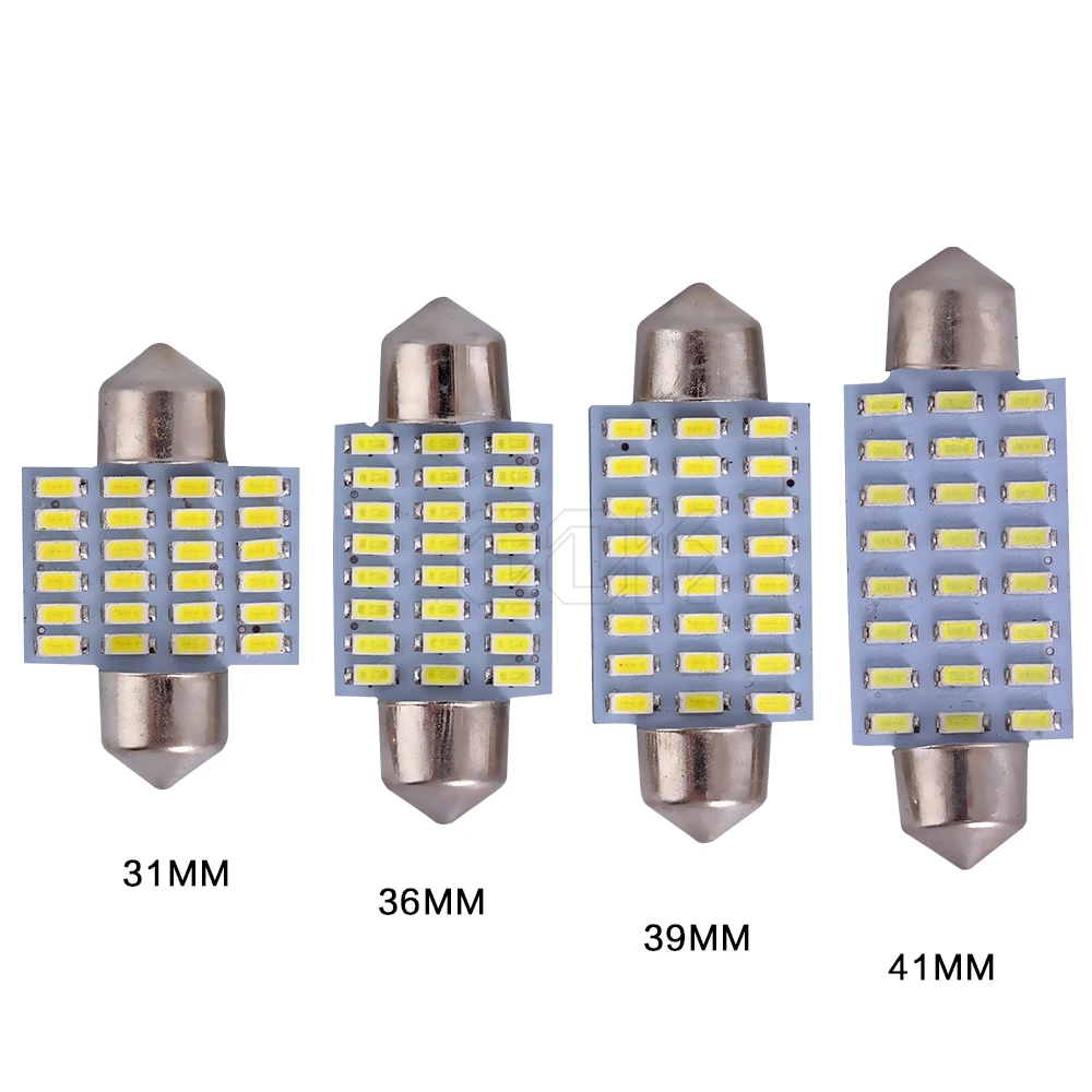 100 шт./лот festoon 24smd 3014 Светодиодная лампа для чтения 31 мм 36 39 42 автомобильная