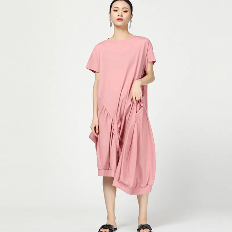 Женское платье-пуловер LANMREM с ассиметричной плиссировкой и завязками модель WG89405