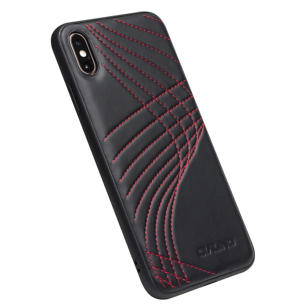 QIALINO модный изогнутый чехол для телефона из натуральной кожи для iPhone X/XS, роскошный Ультратонкий задний Чехол для iPhone XR/XS Max 5,8/6,5 дюйма - Цвет: Red line