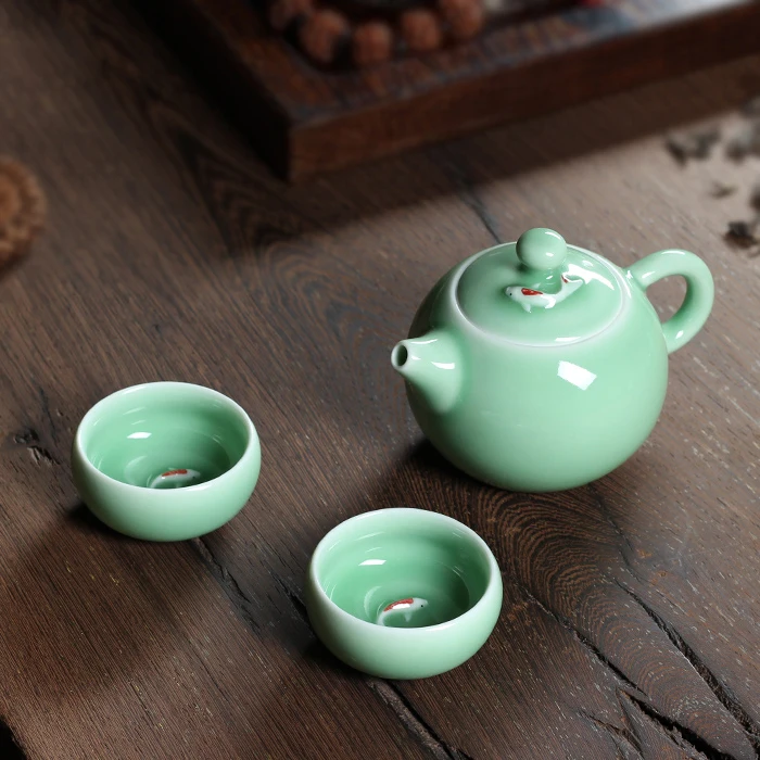 Набор из 3 предметов высшего качества Китайский Лунцюань Селадон ди печь ручной