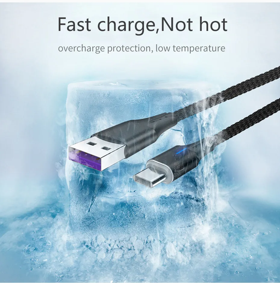 Rosinop 5A Super Charge Magnetic Cable For huawei p30 pro p20 USB Type C Cable For huawei mate 20 9 10 manyetik sarj kablosu