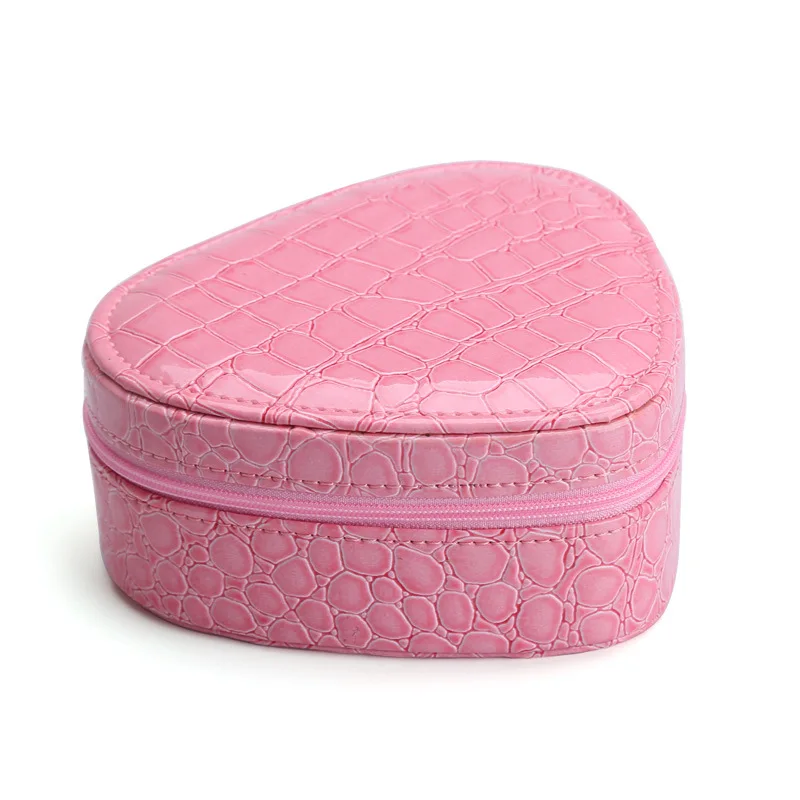 Portable Elegant Heart Shape Women Makeup Cosmetic Organizer Case Red Pink 3 color Mirror Jewelry earring Multilayer Storage Box | Украшения