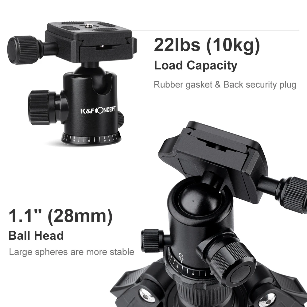 K& F концепция 5" Профессиональный штатив для DSLR камеры монопод 5 секций с 3/8" сменной шаровой головкой 360 градусов и быстросъемным