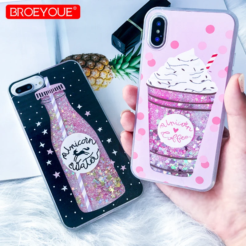 Liquid Glitter Phone Case For iPhone X XR XS Max 7 6 6s Plus 5 5S SE Cases 8 Flower Bottle Quicksand Dynamic |