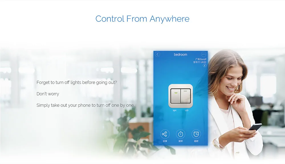Sonoff T1 ЕС умный Wifi настенный сенсорный светильник-переключатель 1 комплект 2 банда сенсорный/WiFi/433 RF/APP пульт дистанционного управления Умный дом работа с Alexa