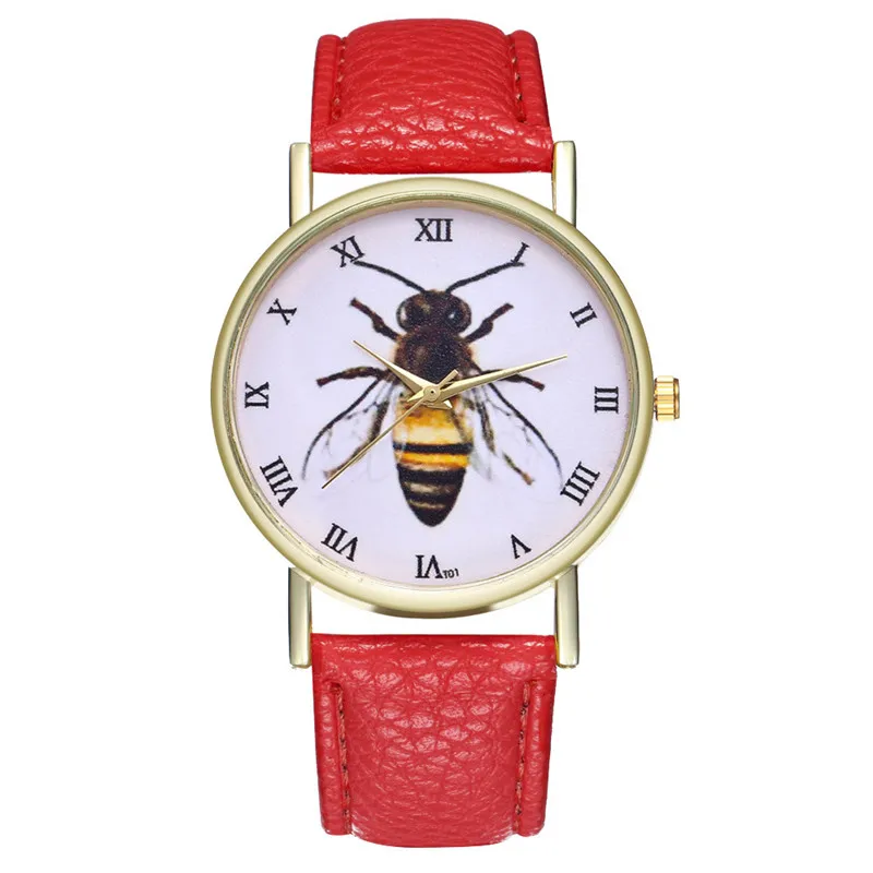 Red Horloge Dames Лучшие Продавцы минимализм креативный тренд Ретро часы пчелы насекомые женские часы Cuckoo Kol Saatie@ 50 - Цвет: Red