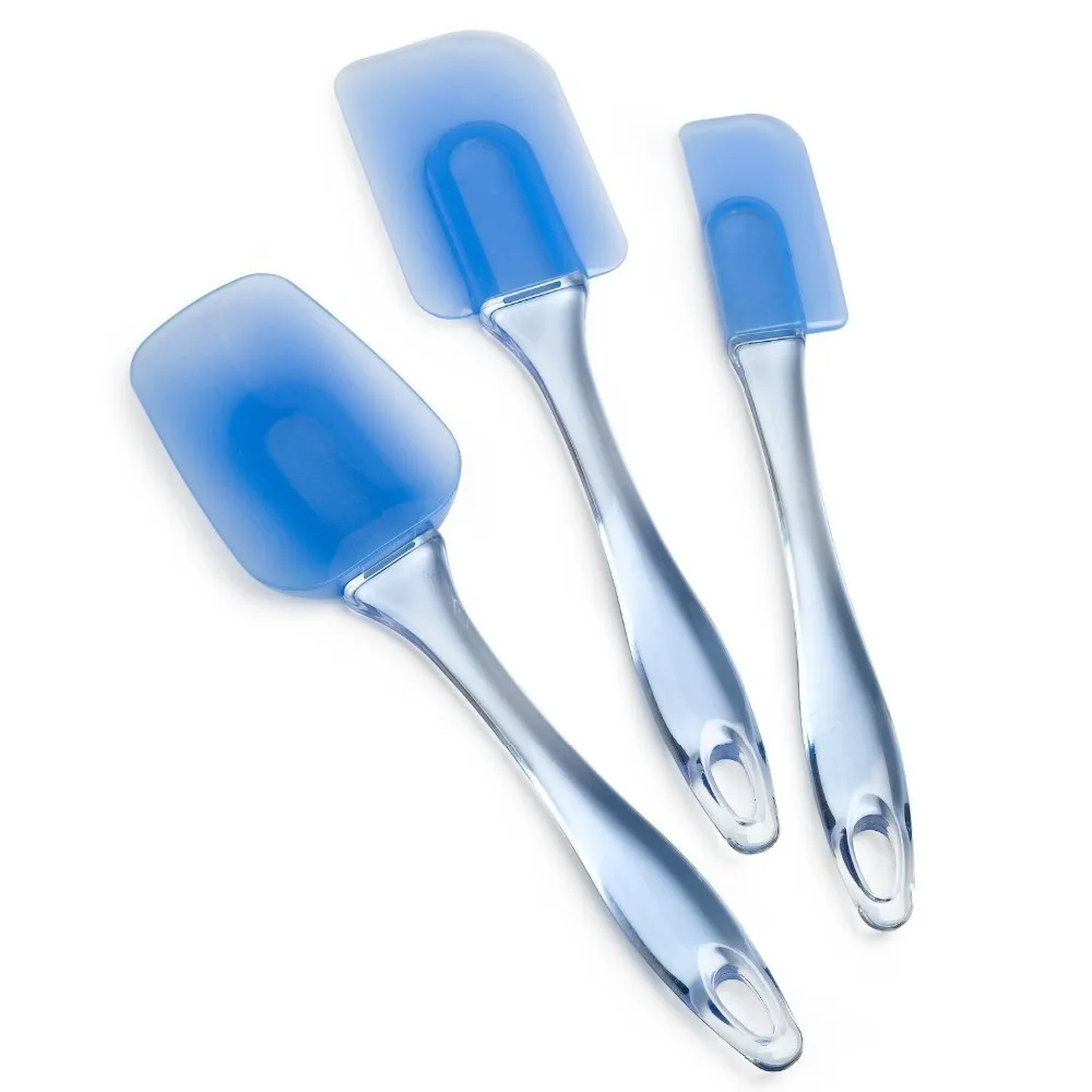 Flex Silicone Heads Spatula Set with Crystal Handle Nonstick Heat Resistant Professional Rubber Scraper Spatulas Mixing | Дом и сад