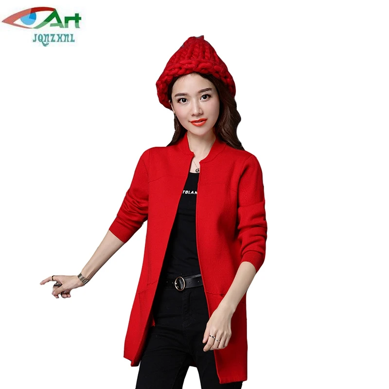JQNZHNL2021Spring женские кардиганы для женщин размера плюс Длинные рукава вязанные