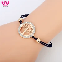 tree of life charm gold bracelet for women jewelry black rope chain adjustable bracelet on hand pulseras mujer moda 11 11