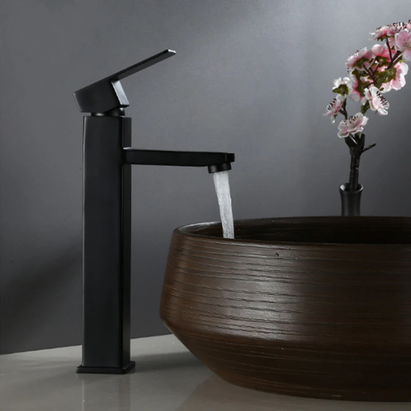 SUS Stainless Steel Economic Black Bathroom Sink Faucet Modern Square Lavatory Basin Mixer Taps B3323 | Обустройство дома