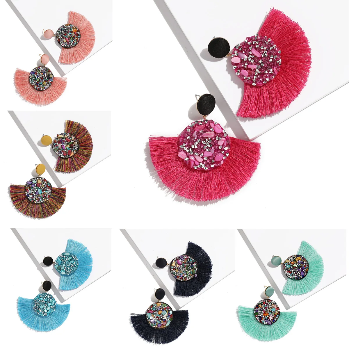 Женские серьги с кисточками в богемном стиле эффектные Роскошные висячие