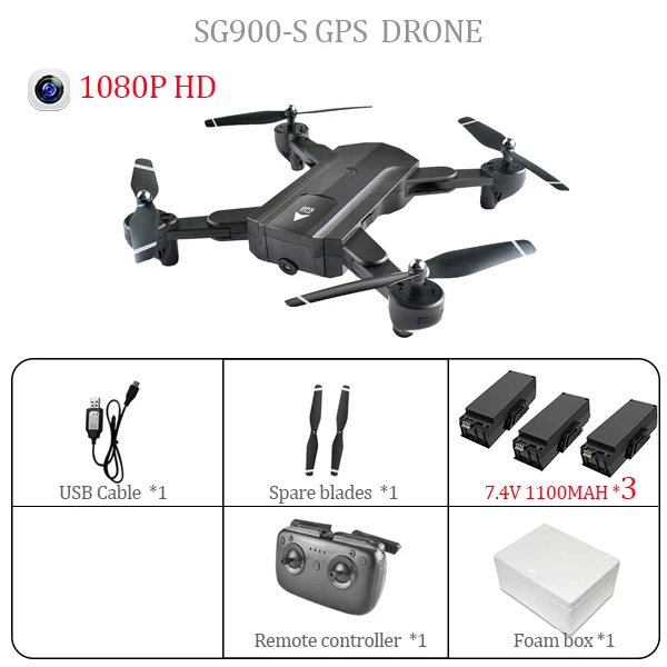 SG900S 1080P 3bat S167 sg900s Дроны с камерой HD Дрон GPS Радиоуправляемый вертолет, игрушки Квадрокоптер Профессиональный дрона Квадрокоптер Селфи - Цвет: SG900S 1080P 3bat