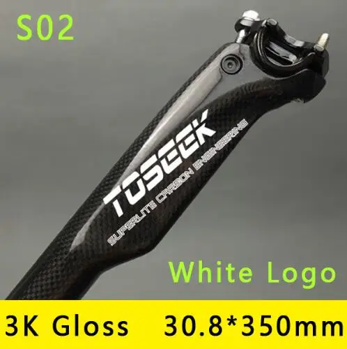 2 TOSEEK черное сиденье для велосипеда MTB дорожный велосипед сиденье ломающийся ветер карбоновый Подседельный штырь 27,2/30,8/31,6*350 или 400 мм - Цвет: 2