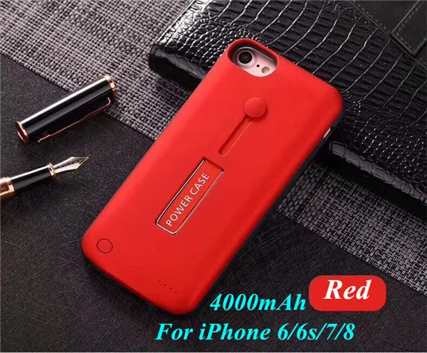 Red for 6 6s 7 8 4000/5000 мАч для iPhone 8/7/6s/6plus, Расширенный чехол для аккумулятора телефона для iPhone X/8/7/6s/6, портативный внешний аккумулятор, чехол для зарядного устройства - Цвет: Red for 6 6s 7 8