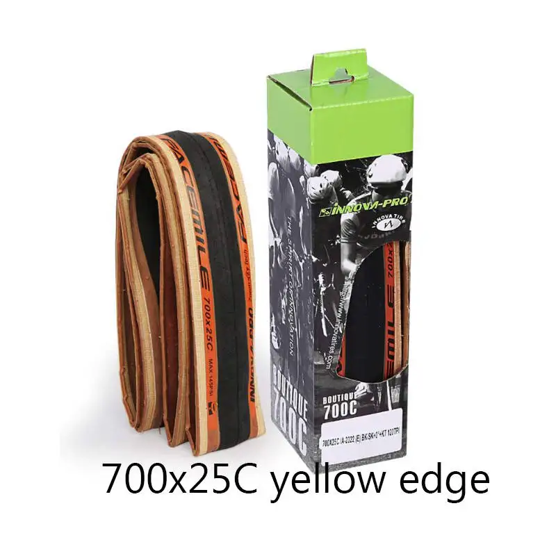 700x25 yellow edge PRO 700 x 23C 25C дорожные велосипедные Складные шины сверхлегкие 120TPI анти прокол Facemile Zoom Tech велосипедные Складные шины - Цвет: 700x25 yellow edge