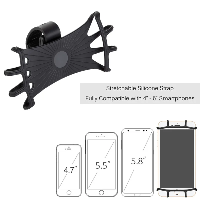Universal Bike Phone Holder Silicone Adjustable Pull Button Motorcycle phone stand for smartphone Support GPS Mount Bracket | Мобильные