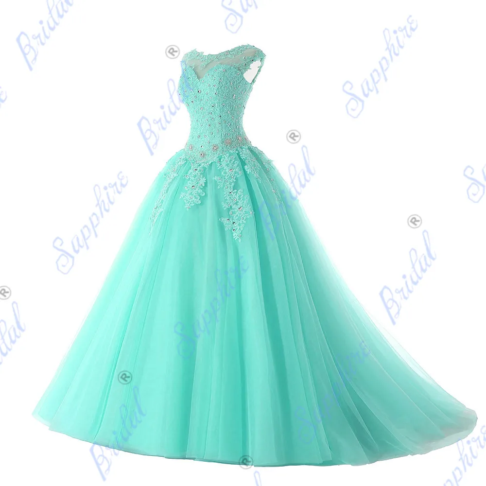 BLF-64 Сапфир Свадебные Длинные вечерние платья Vestido De 15 Anos De Кепки рукава кружевное платье с открытой спиной цвета морской волны Серебряный пурпурный Расшитое бисером в честь пятнадцатилетия платье - Цвет: BLF-64