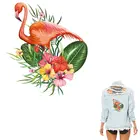 Красивая Цветочная нашивки с Фламинго COSBILL для одежды, сделай сам, моющийся Утюг на нашивке, футболка для девочек, куртка, термопередача, бумажная, для Y-188