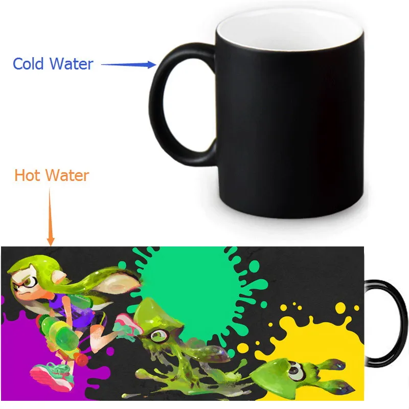 Splatoon 350ml/12oz Heat Reveal Mug Color Change Coffee Cup Sensitive Mugs Magic Milk Tea Cups | Дом и сад
