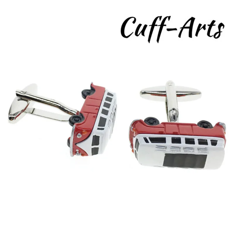 Cufflinks Cute Mens White Red Bus Cuff Links 2018 Men Jewelry Personality Gemelos Brass Cufflink C10031 | Украшения и аксессуары