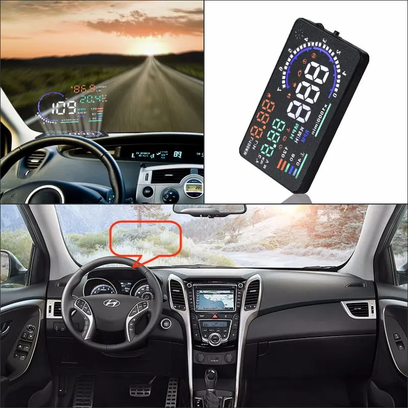 Для Hyundai Elantra/Santa FE/Sonata 2010-2019 Авто OBD HUD автомобиль Дисплей САФТ вождения Экран