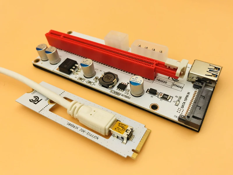 Переходник m.2 с разъемом USB 3 0 M.2 NGFF на PCI E X16 Райзер для майнинга sata 6pin 4pin molex