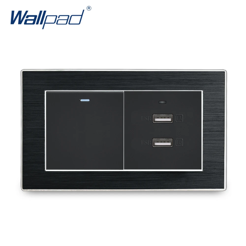1 Gang 2 позиционный переключатель + USB розетка Wallpad люксовые клавишные атласная