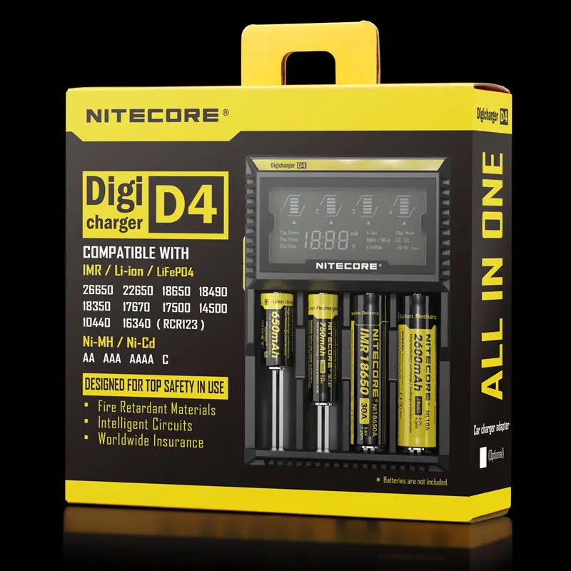 Оригинальное зарядное устройство Nitecore D4 ЖК дисплей умная Зарядка для