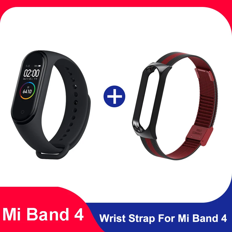 Красный Xiaomi mi Band 4 mi band 4 Bluetooth 5,0 Браслет фитнес-браслет AMOLED цветной сенсорный экран Музыка AI пульс - Цвет: Красный