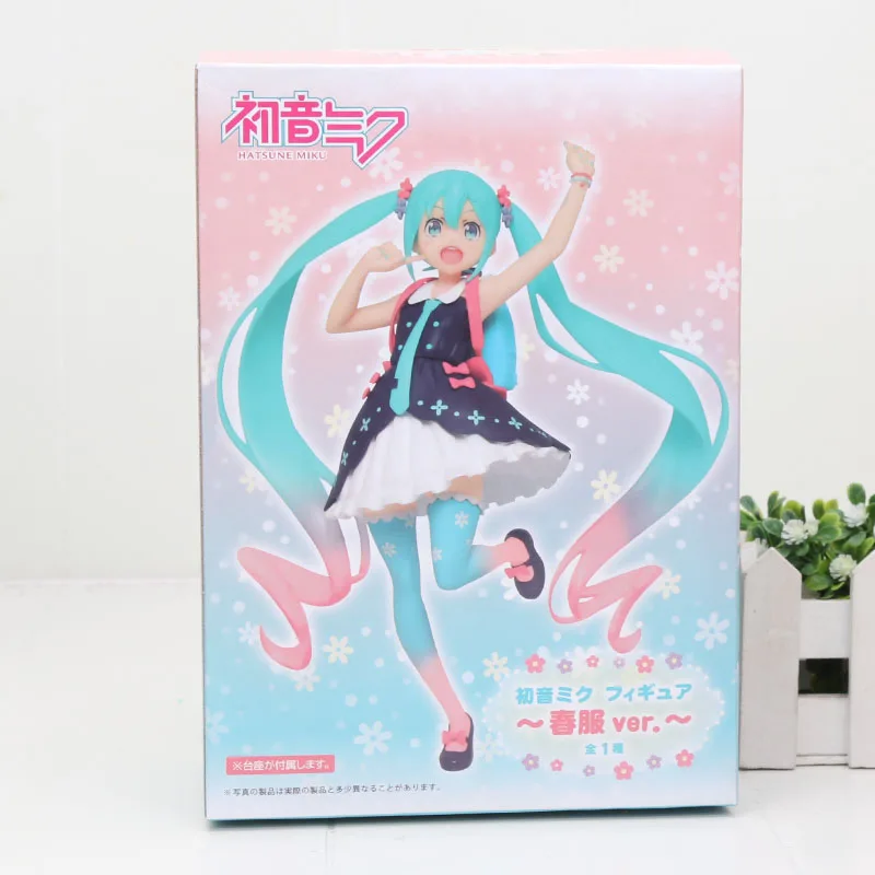 spring miku in box 18 см аниме розовый Хацунэ Мику Сакура Фигурки игрушки Мику спелгоед девушки ПВХ фигурка модель игрушки - Цвет: spring miku in box