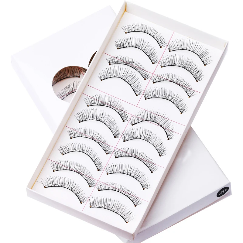 

10 Pairs Pretty Simulation False Eyelashes Natural Nude Makeup Crossed Lashes Thick Black Handmade Eyelash Extension Tools