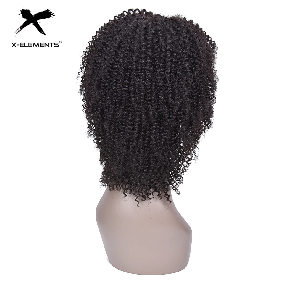 X-Elements Курчавые Кудрявые человеческие волосы парики для женщин 130% плотность Бразильские короткие волосы не Реми парик человеческие волосы натуральный черный