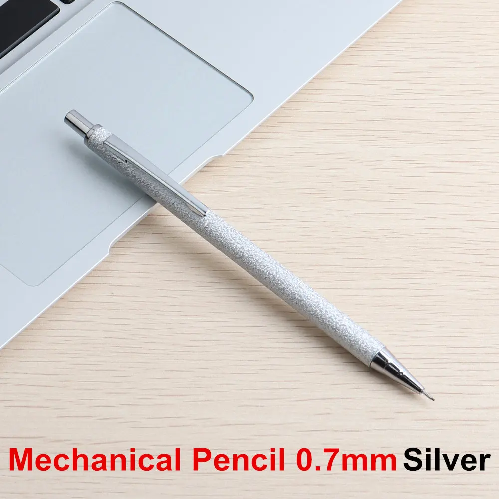 Pencil Silver 0.7 0,5/0,7 мм металлический механический карандаш канцелярские творческий Пресс автоматический ручки для студента для рисования офиса и школы - Цвет: Pencil Silver 0.7