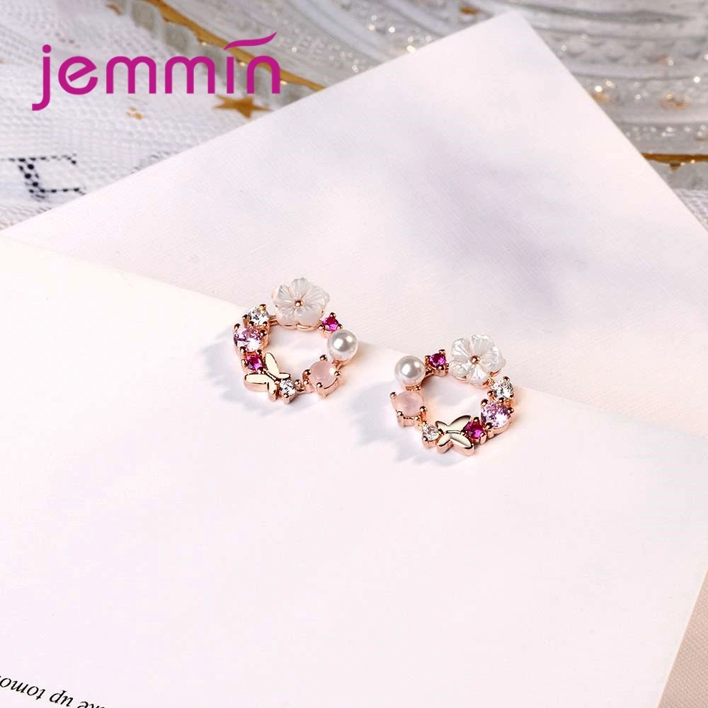 Женские серьги гвоздики с цветком из стерлингового серебра 925 пробы большие