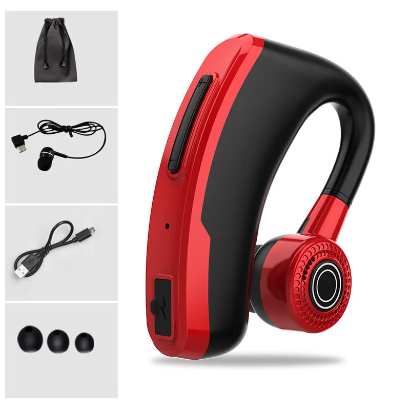 Red Быстрая зарядка V10 Handsfree бизнес Bluetooth 5,0 наушники микрофон Голосовое управление беспроводная гарнитура для привода шумоподавление PK V9 - Цвет: Red