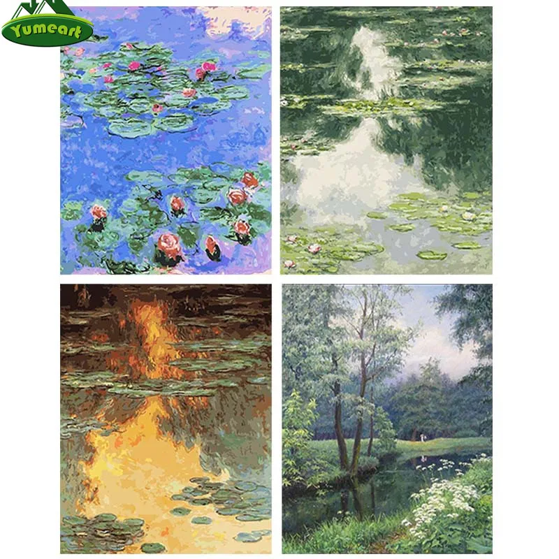 YUMEART краска с бриллиантами вышивка Моне ВОДНЫЕ ЛИЛИИ окраска алмазная живопись