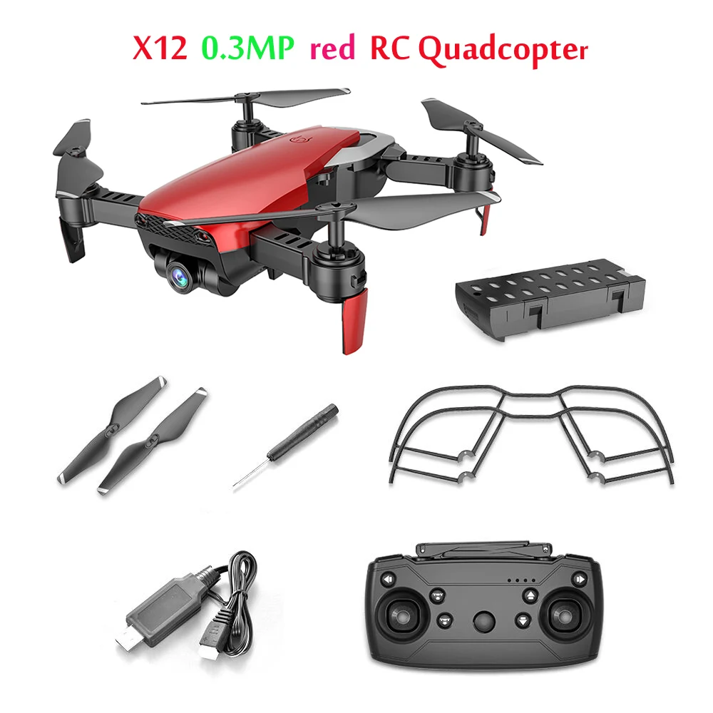 0.3MP red Новейшая X12 0.3MP 2.0MP широкоугольная камера RC самолет WiFi FPV Дрон RC вертолет удержание высоты RC Квадрокоптер VS E58 XS809HW - Цвет: 0.3MP red