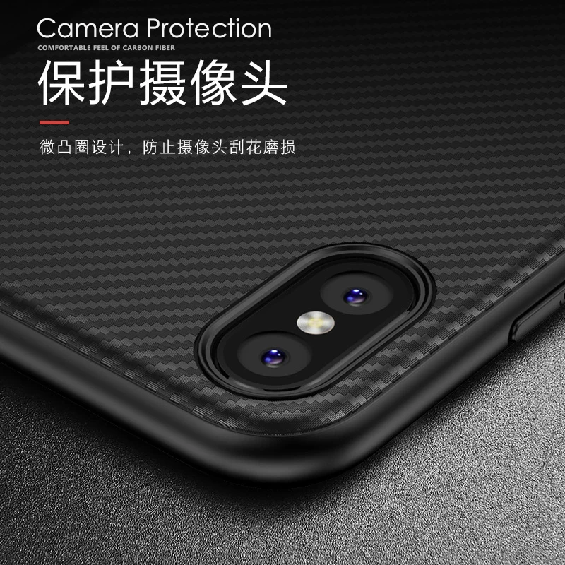 GU JIANG Стильный тонкий силиконовый защитный чехол из углеродного волокна для iPhone X
