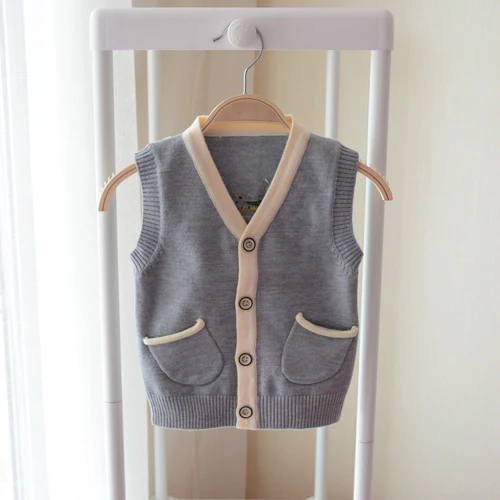 Весенне-осенний Детский свитер кардиган жилет с рисунком Повседневный карманами