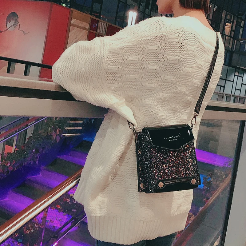 Вечеринка для женщин сумки Crossbody небольшой площади сияющий материал роскошные