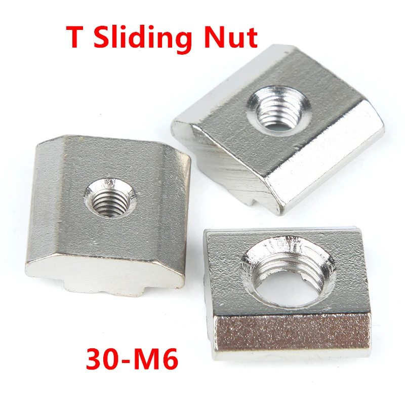 

50pcs 30-M6 T Sliding Nut thread m6 t hammer head sqaure block nuts for 3030 series Aluminum Profiles Accessories